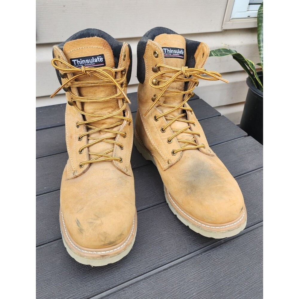 Texas Steer Men's 8" Insulated Work Boots Tan Leather Size 12 EEE